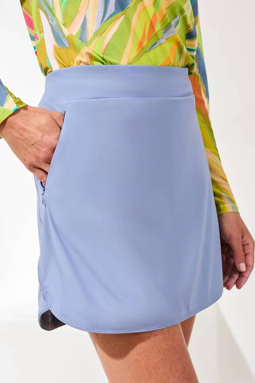 NEW TRIBAL invisible zip pockets sports skort in dusty blue